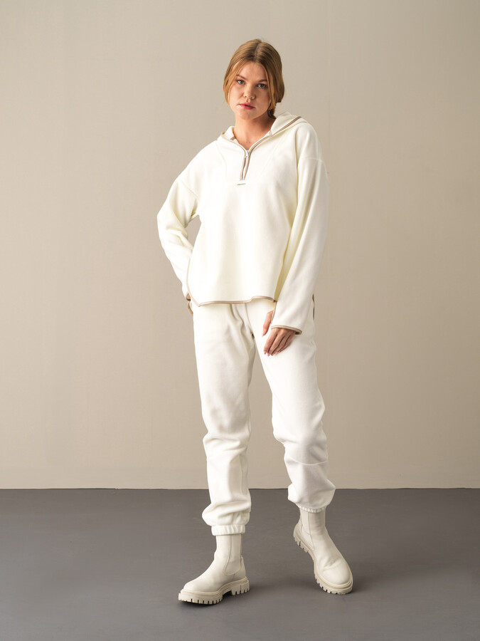 Oversized Half Zip Fleece Sweatshirt - Xint