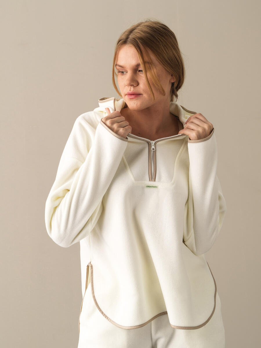 Oversized Half Zip Fleece Sweatshirt - 2