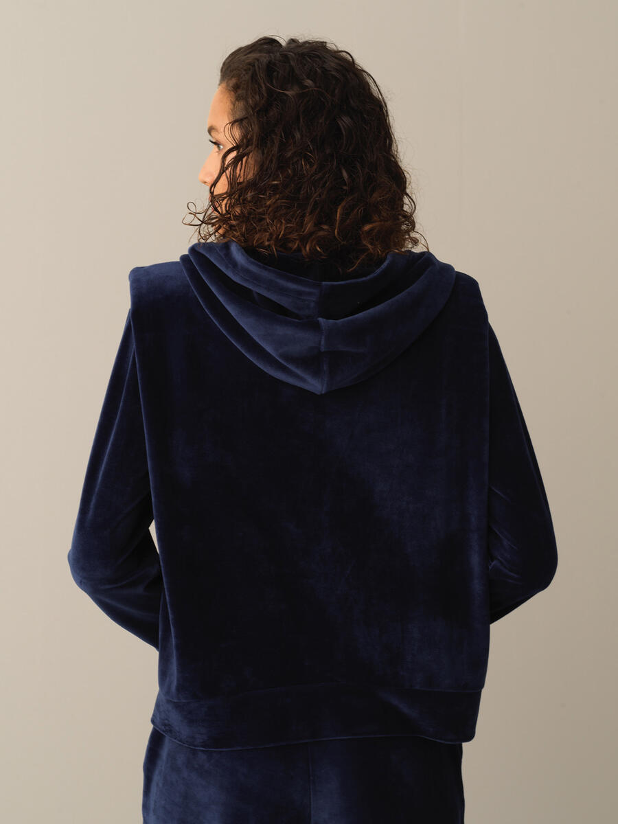 Regular Fit Shoulder-Padded Velvet Sweat Jacket - 4