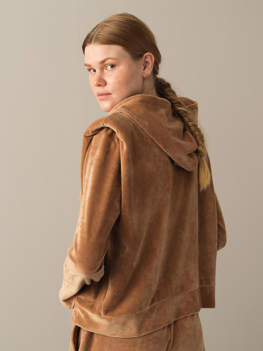 Regular Fit Shoulder-Padded Velvet Sweat Jacket - 3