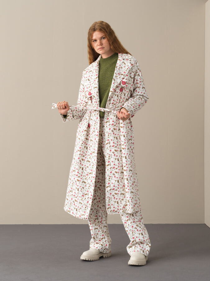 Cotton Waist-Tied Oversized Trench Coat - Xint