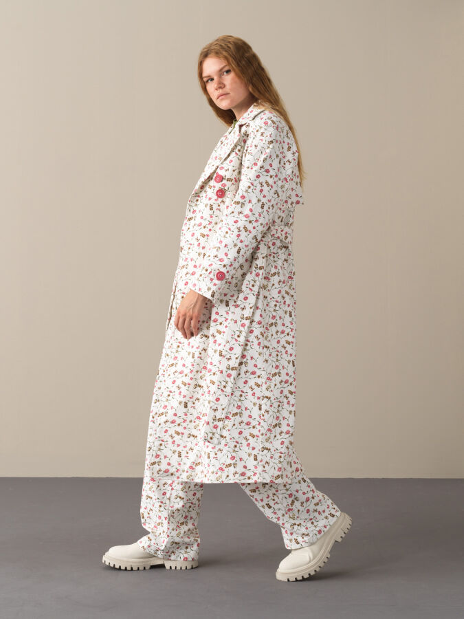 Cotton Waist-Tied Oversized Trench Coat - Xint