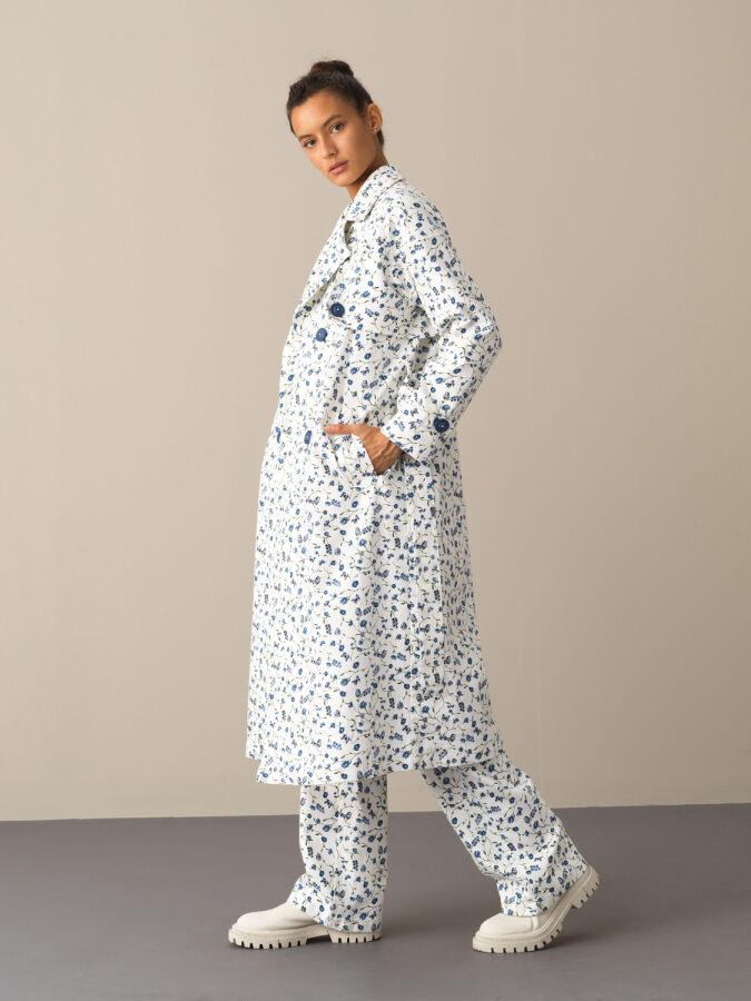 Cotton Waist-Tied Oversized Trench Coat - Xint