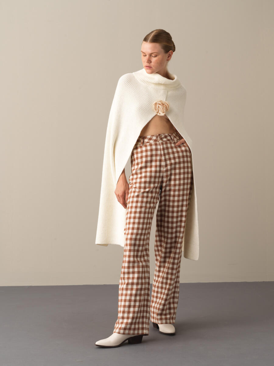 100% Cotton Oversized Checked Pants - 2
