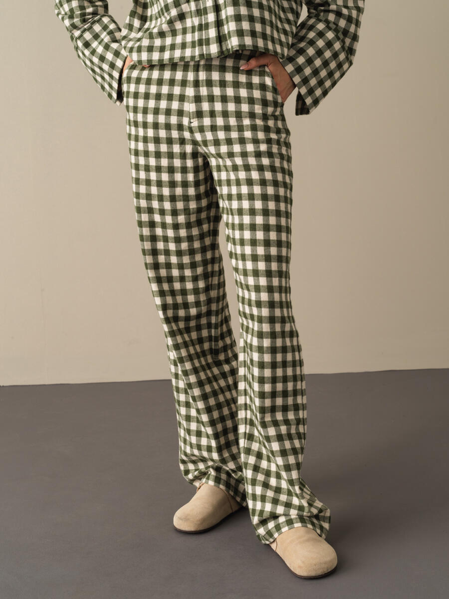 100% Cotton Oversized Checked Pants