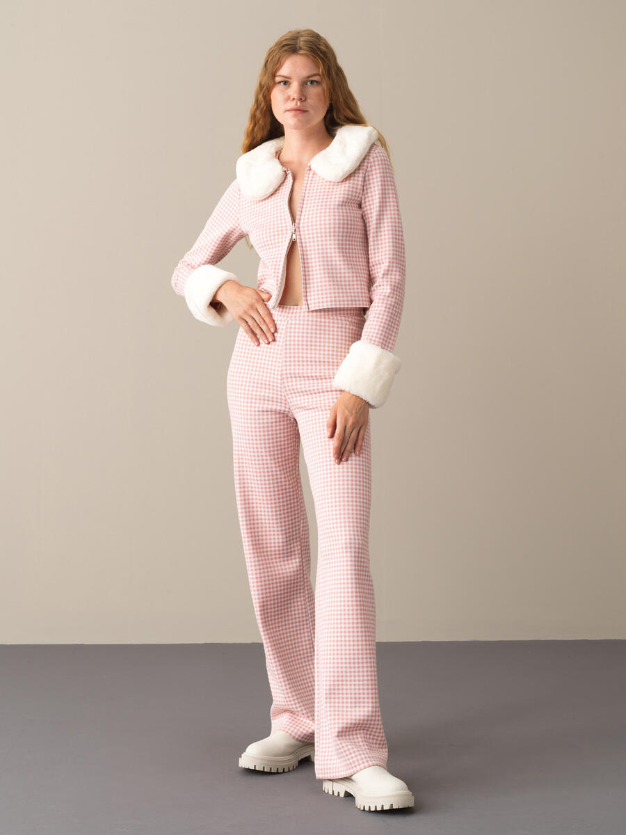 Cotton Regular Fit Checked Pants - 2