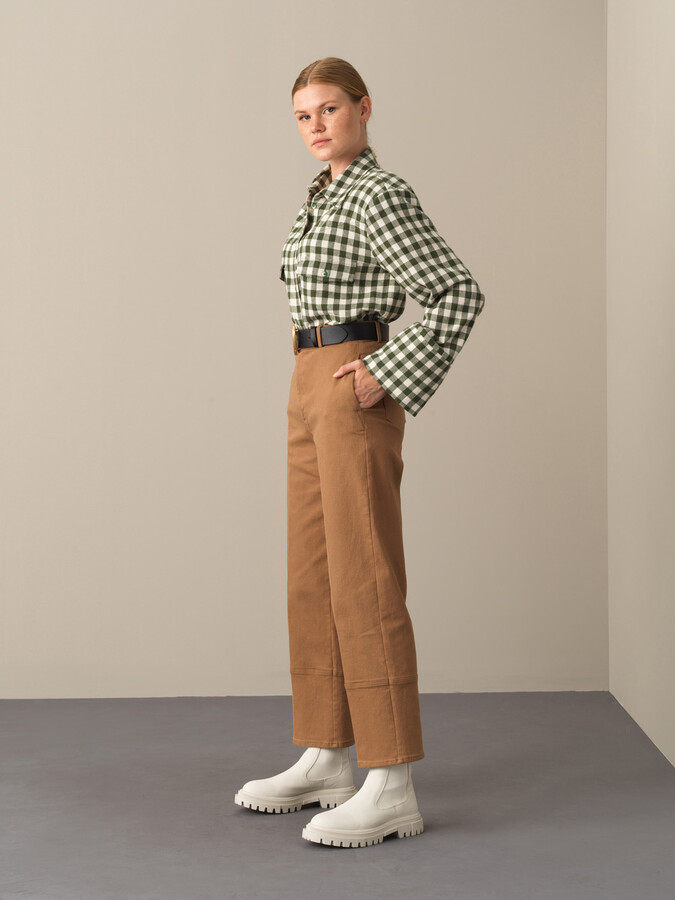 Cotton Regular Fit Wide Leg Pants - Xint