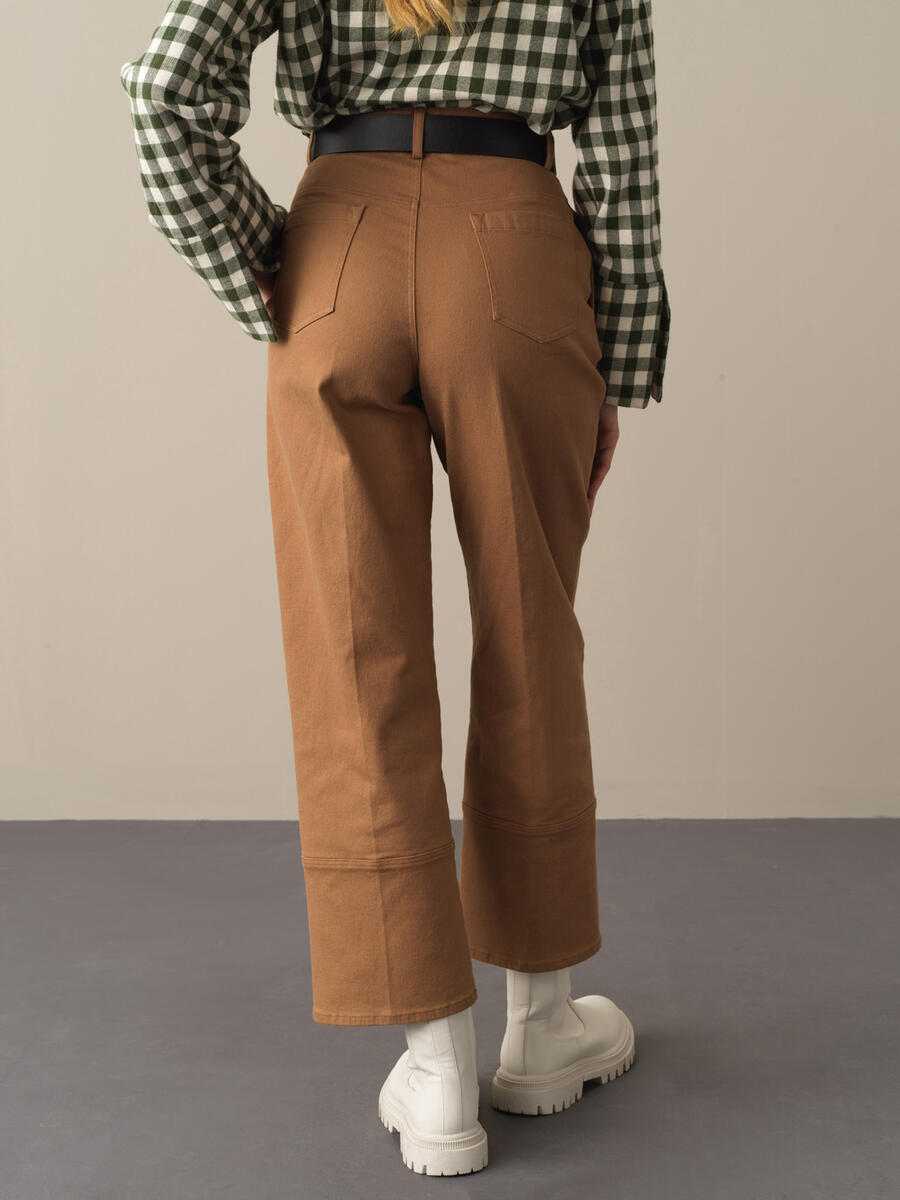 Cotton Regular Fit Wide Leg Pants - 3