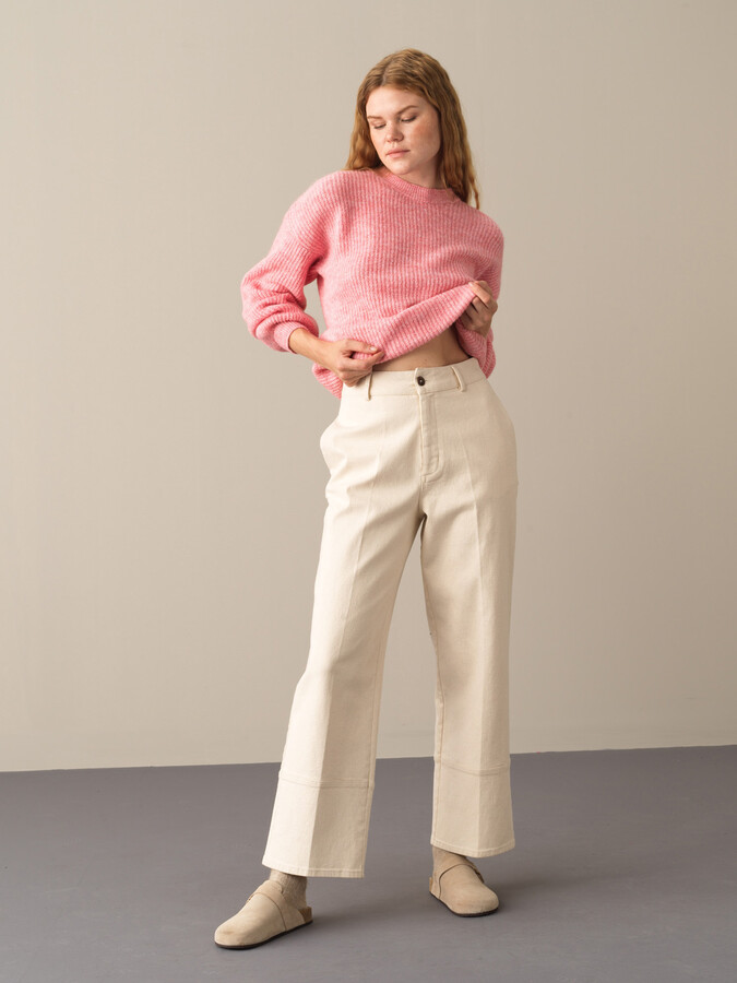 Cotton Regular Fit Wide Leg Pants - Xint