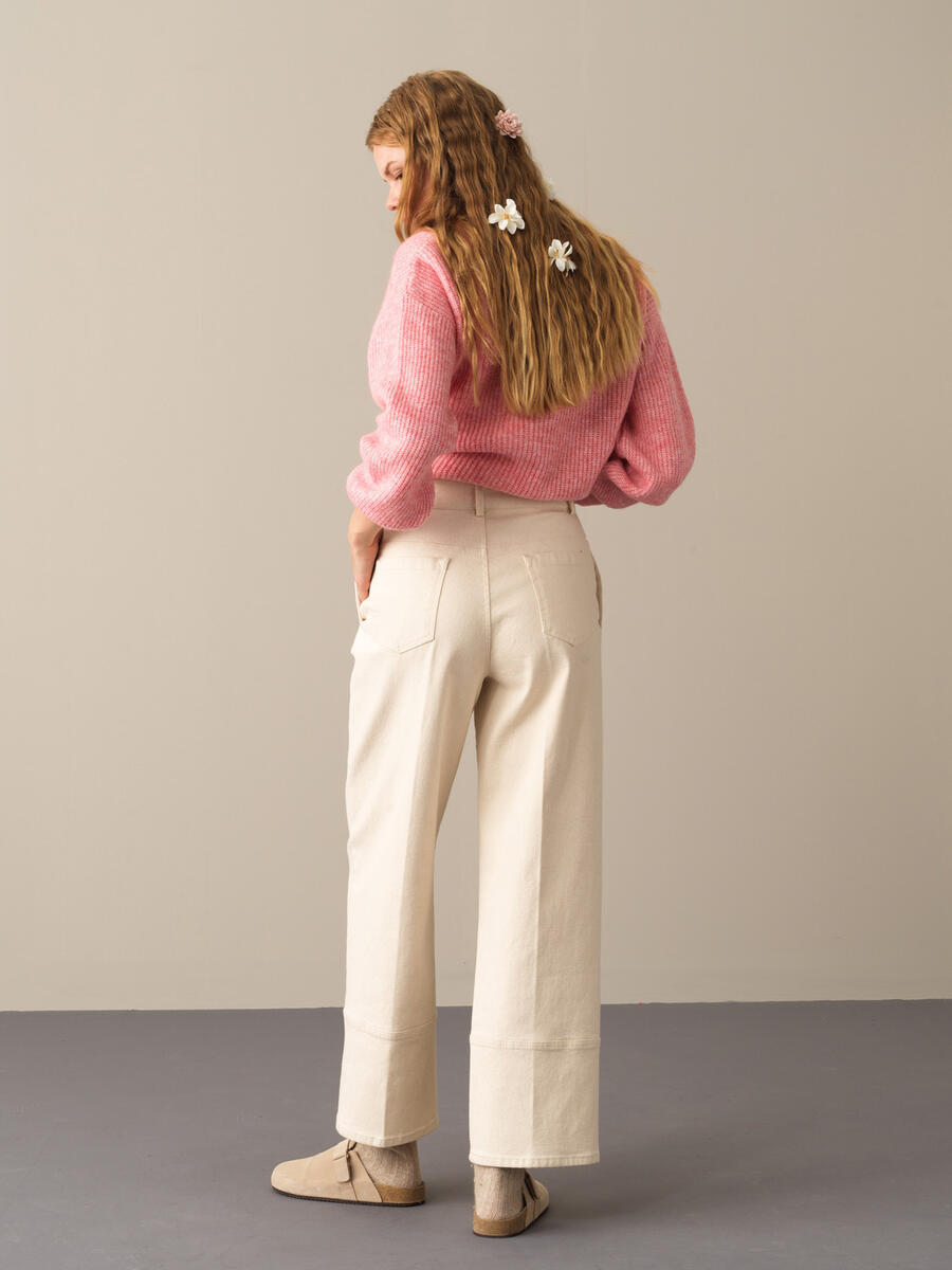 Cotton Regular Fit Wide Leg Pants - 3