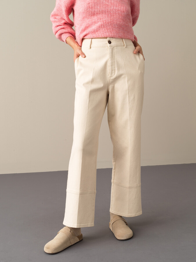Cotton Regular Fit Wide Leg Pants - Xint
