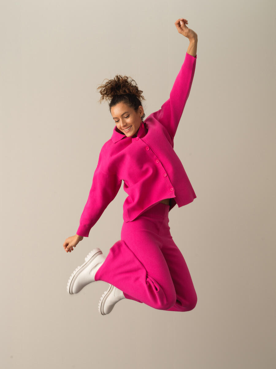 Elastic Waist Regular Fit Knitted Pants