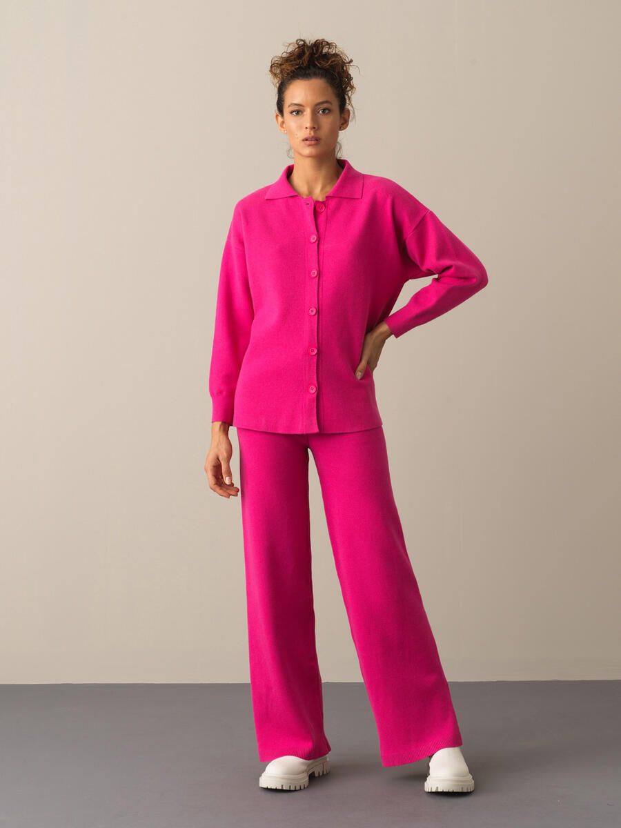 Elastic Waist Regular Fit Knitted Pants - 2