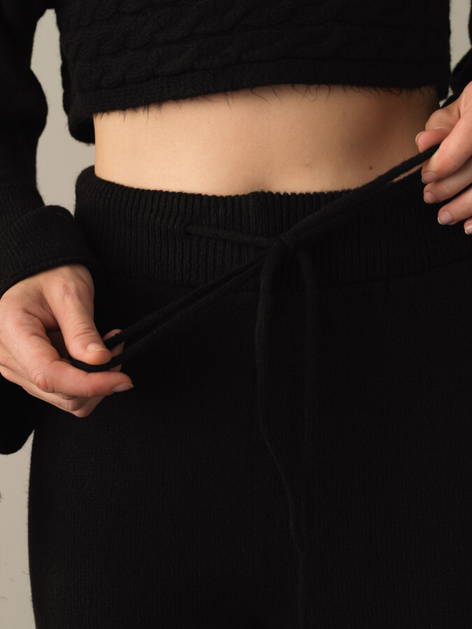 Elastic Waist Regular Fit Knitted Pants - Xint