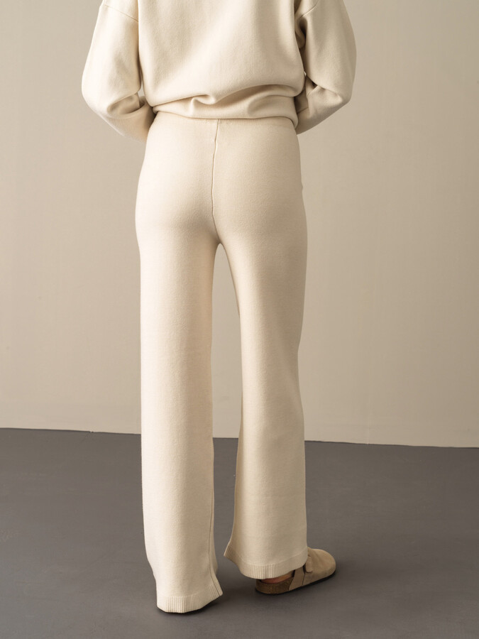 Elastic Waist Regular Fit Knitted Pants - Xint