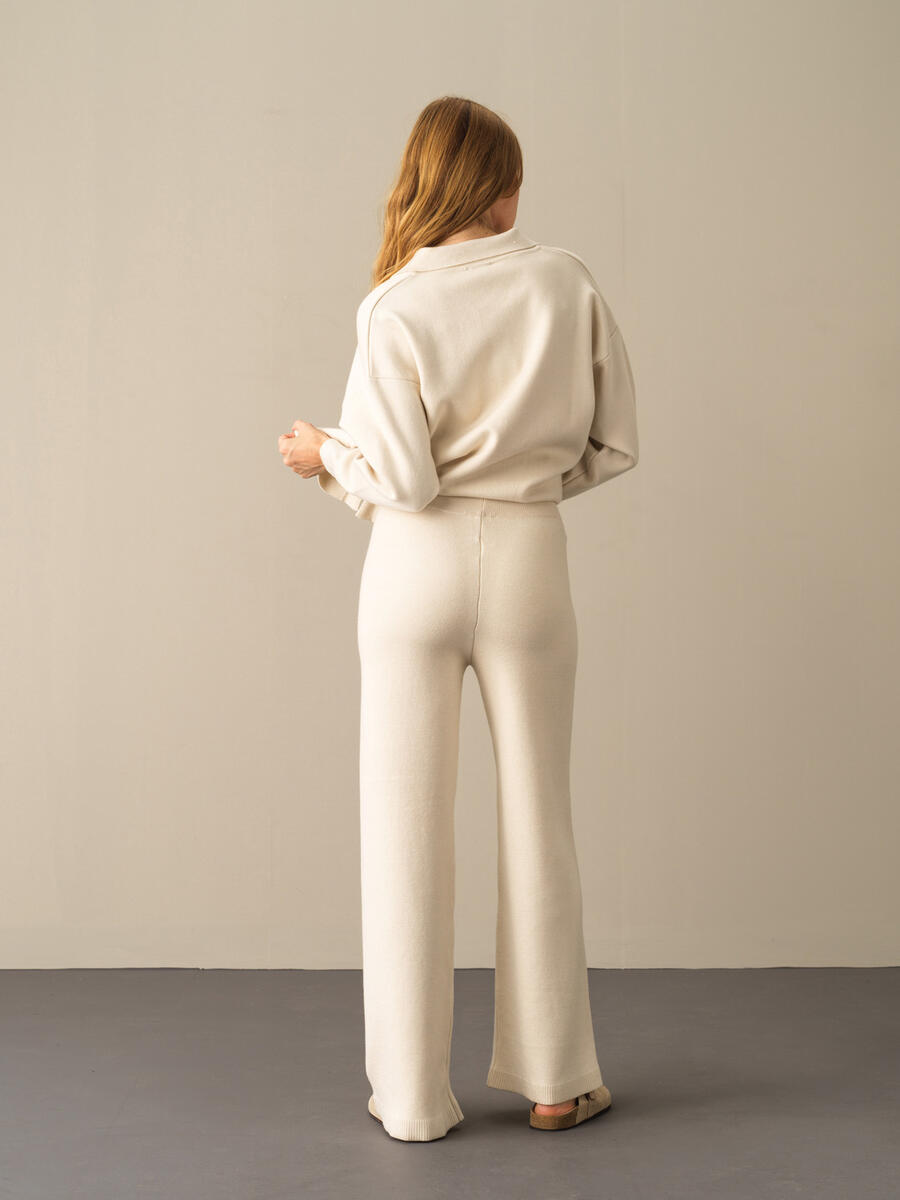 Elastic Waist Regular Fit Knitted Pants - 4