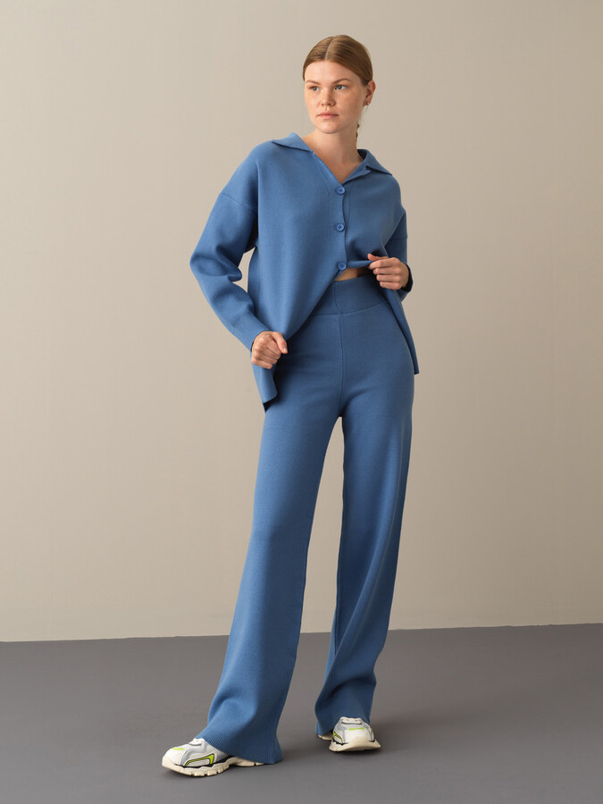 Elastic Waist Regular Fit Knitted Pants - Xint