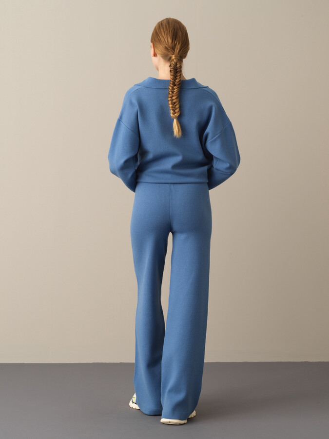 Elastic Waist Regular Fit Knitted Pants - Xint