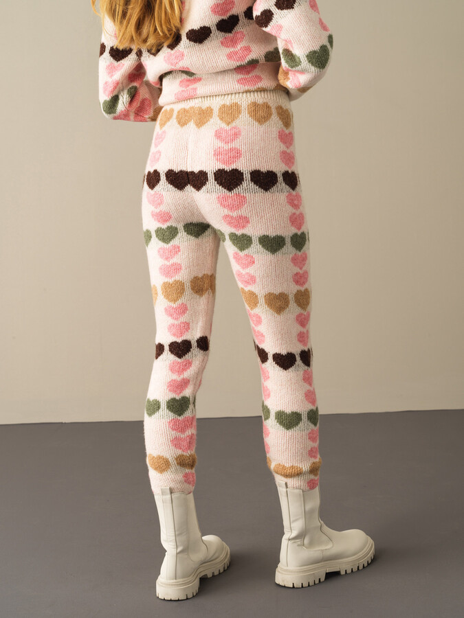 Elastic Waist Regular Fit Patterned Knitted Pants - Xint