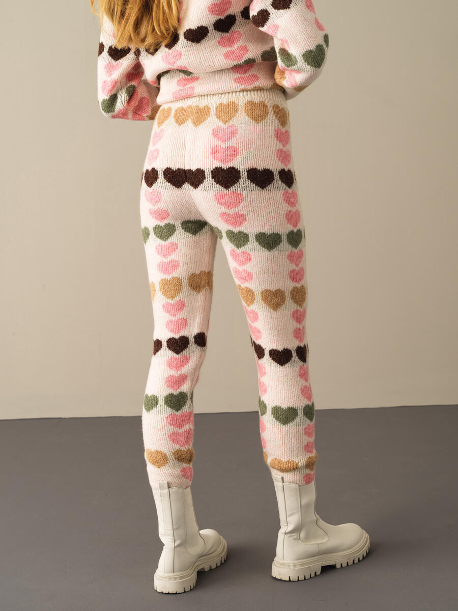 Elastic Waist Regular Fit Patterned Knitted Pants - 3