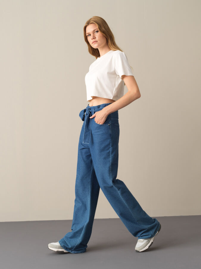 High Waist Cotton Regular Fit Pants - Xint
