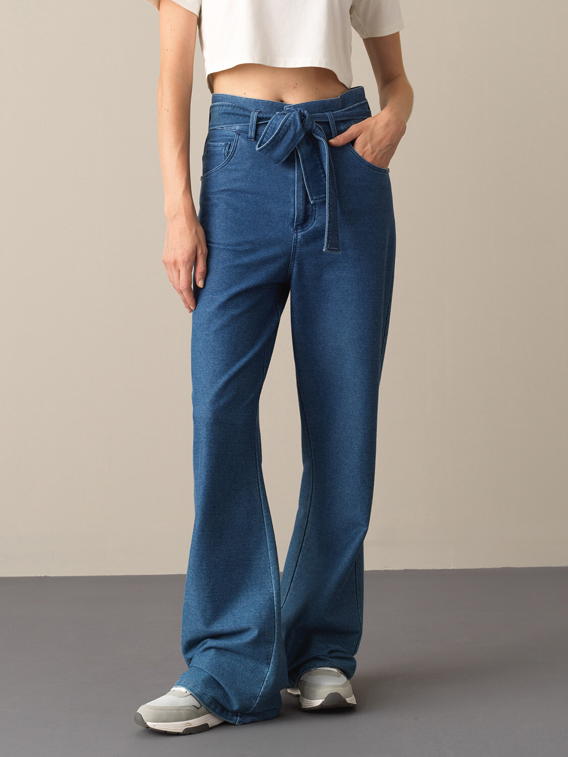 High Waist Cotton Regular Fit Pants - 1