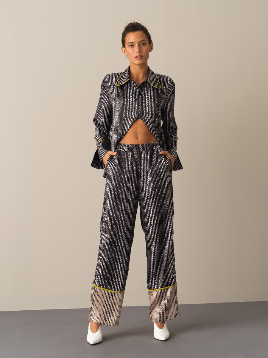 Oversized Patterned Satin Pants - 2