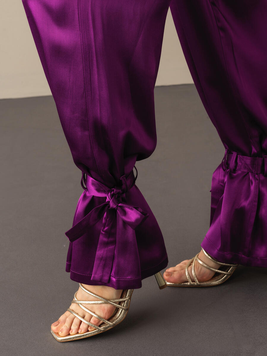 Regular Fit Satin Pants - 4