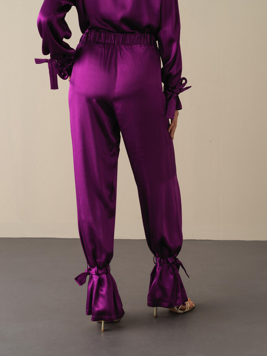 Regular Fit Satin Pants - 5