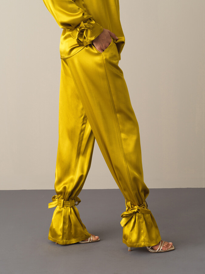 Regular Fit Satin Pants - Xint