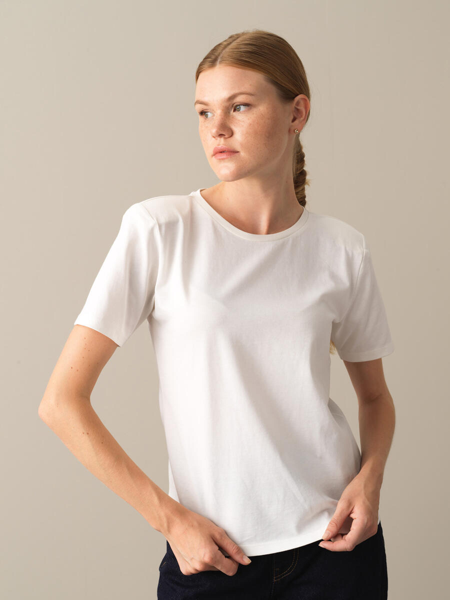 100% Cotton Regular Fit Shoulder-Padded T-Shirt