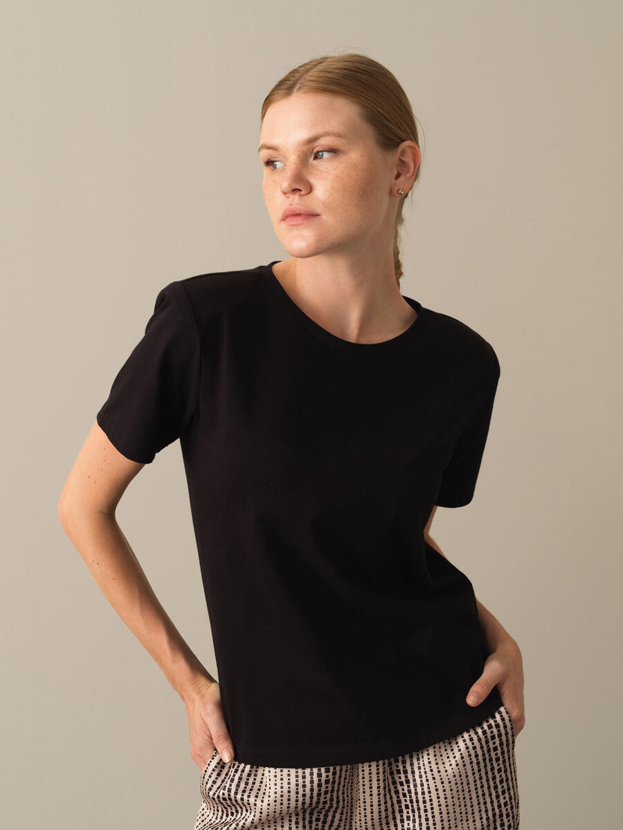 100% Cotton Regular Fit Shoulder-Padded T-Shirt