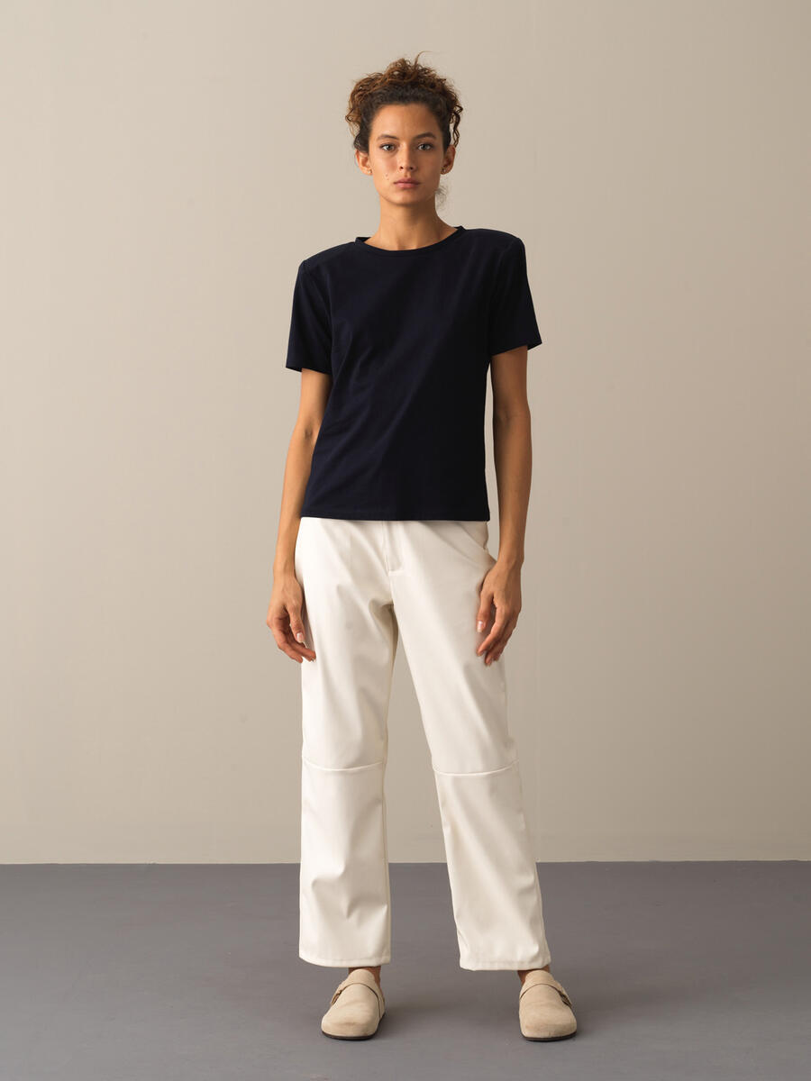 100% Cotton Regular Fit Shoulder-Padded T-Shirt - 2