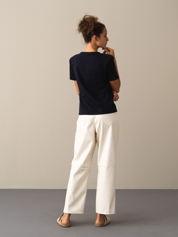 100% Cotton Regular Fit Shoulder-Padded T-Shirt - Xint