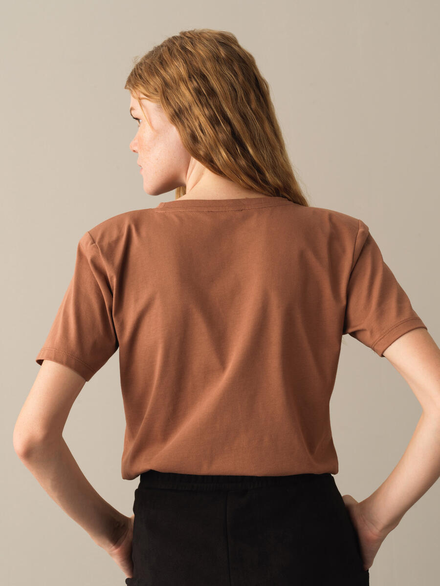 100% Cotton Regular Fit Shoulder-Padded T-Shirt - 3