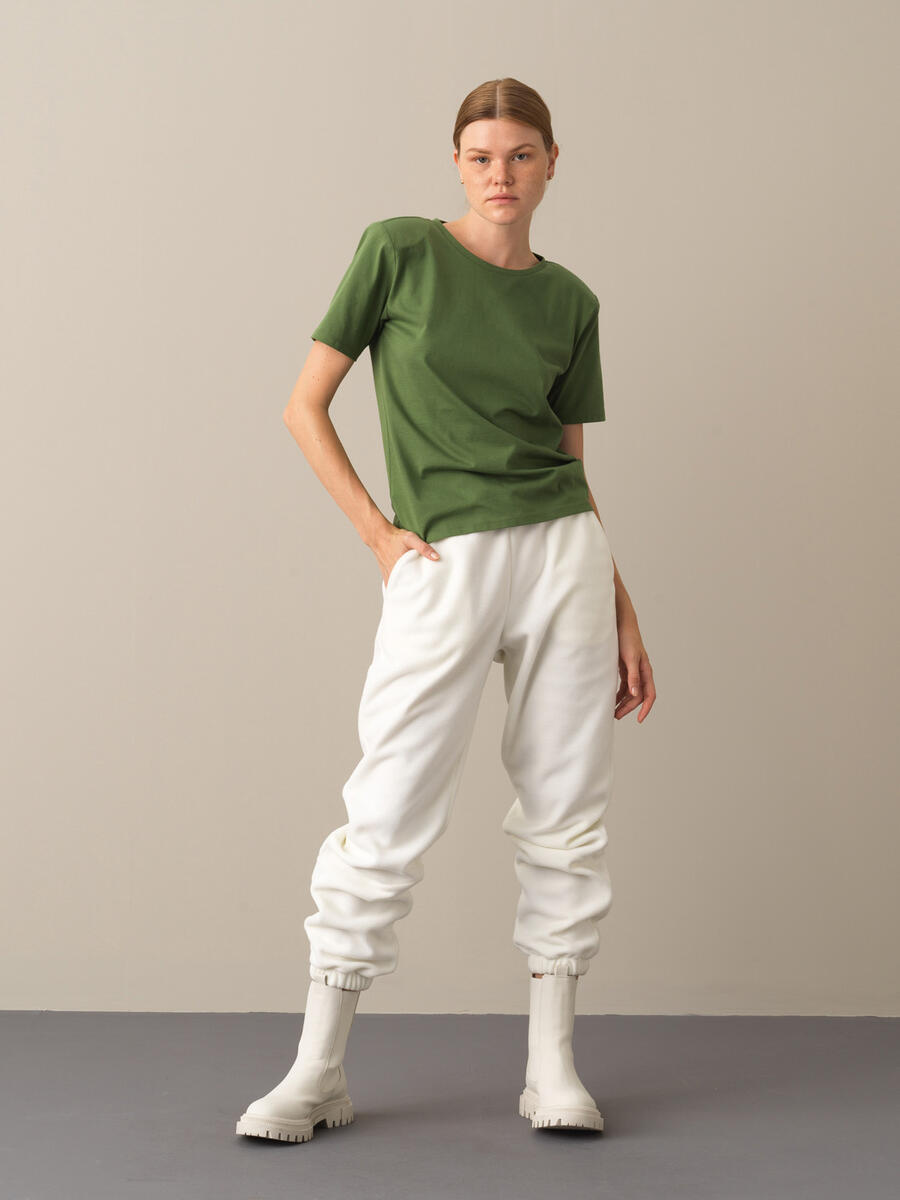 100% Cotton Regular Fit Shoulder-Padded T-Shirt - 2