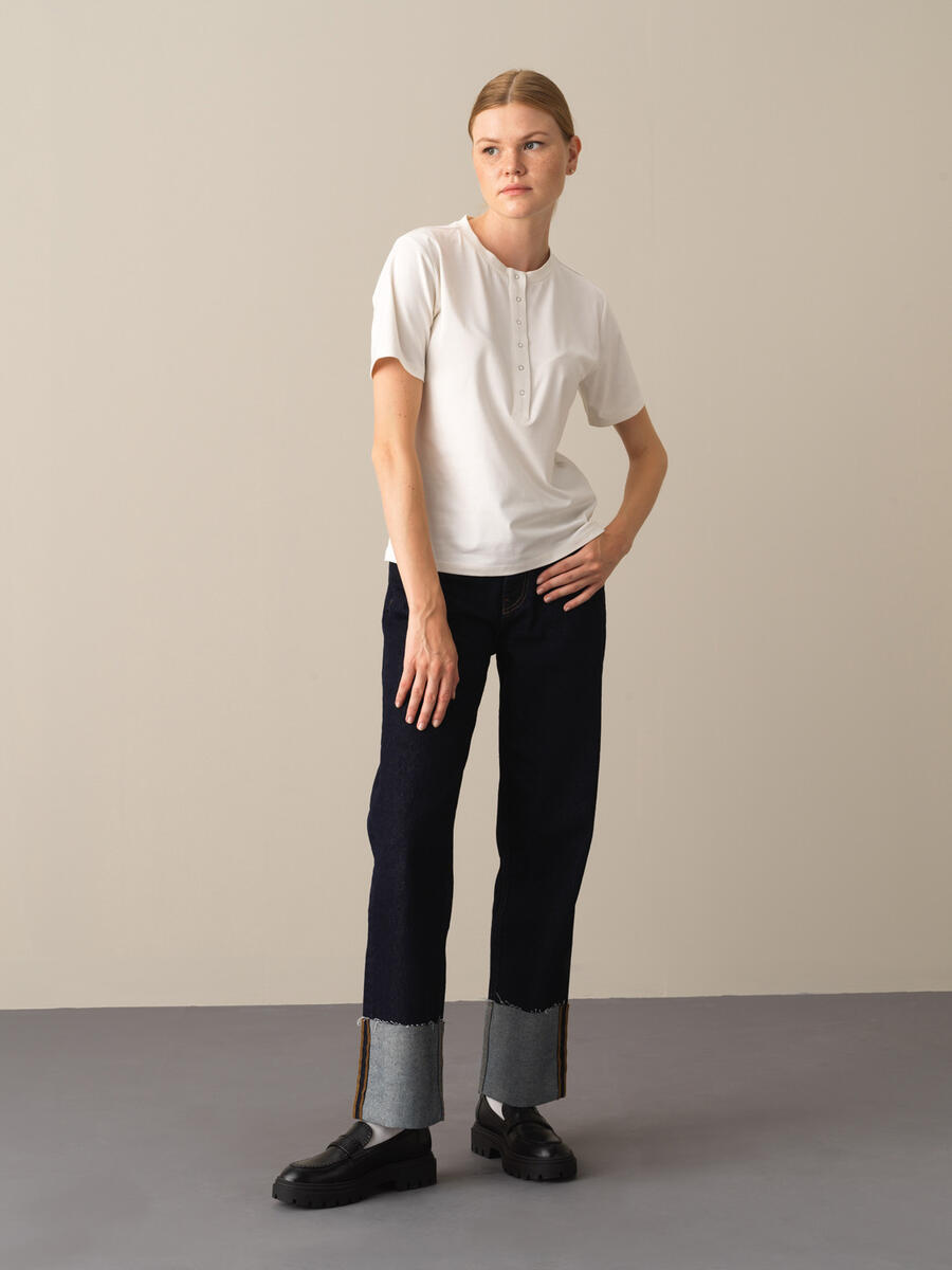 Button-Down Regular Fit Modal Basic T-Shirt - 2