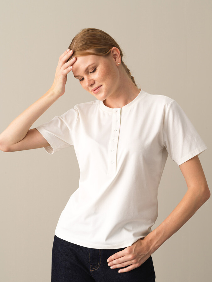 Button-Down Regular Fit Modal Basic T-Shirt - Xint
