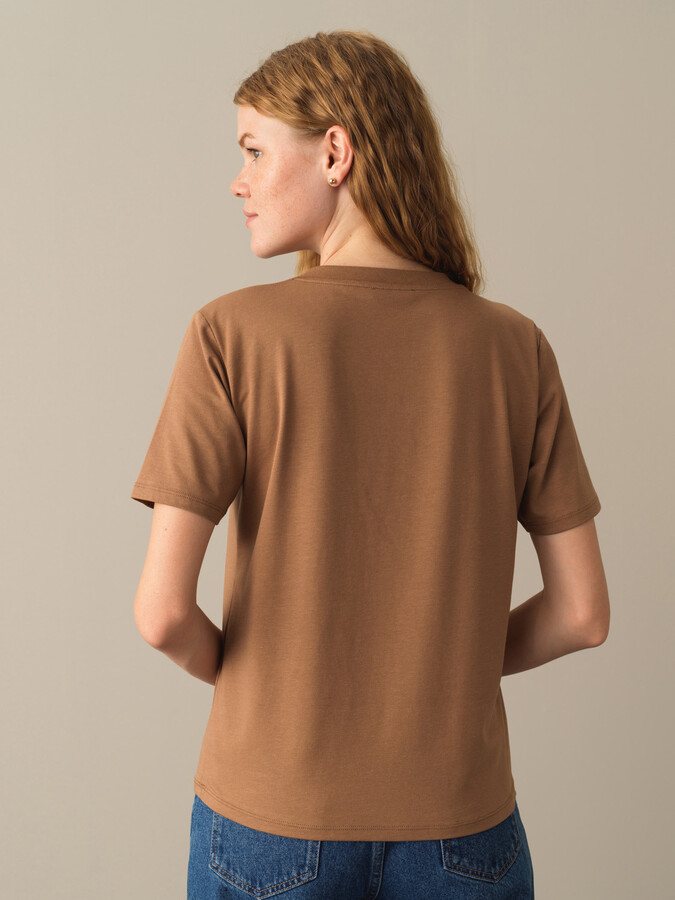 Button-Down Regular Fit Modal Basic T-Shirt - Xint