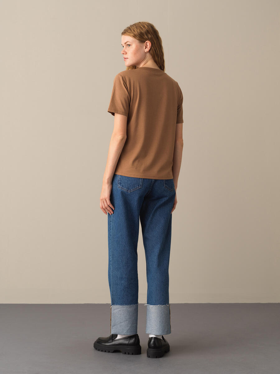 Button-Down Regular Fit Modal Basic T-Shirt - 4