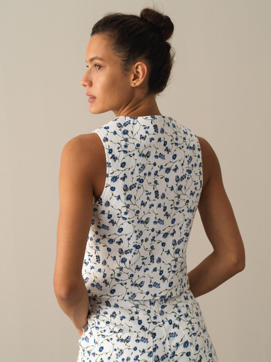 U-Neck Cotton Regular Fit Patterned Vest - 3