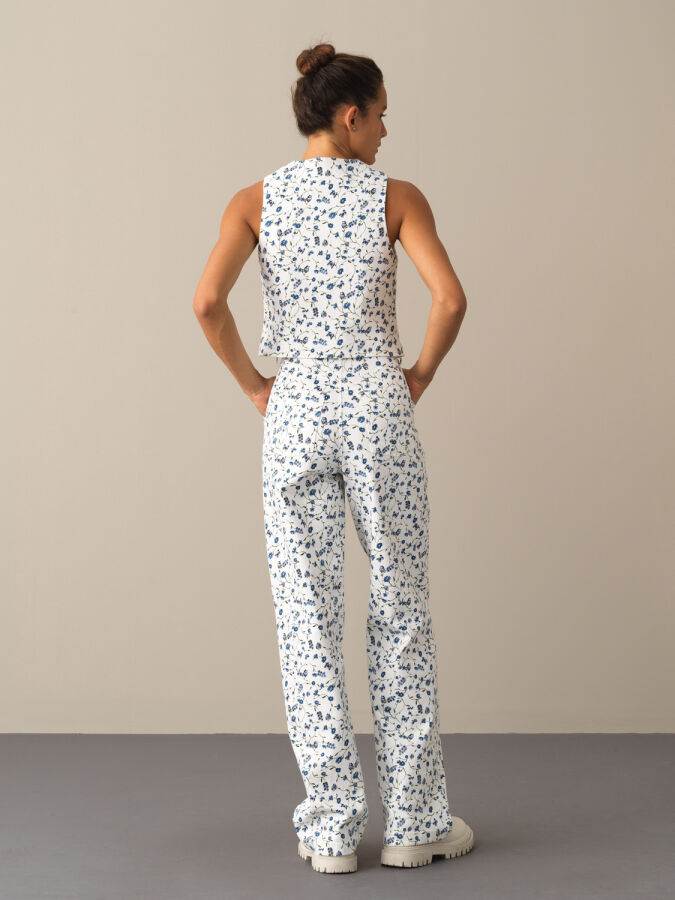 U-Neck Cotton Regular Fit Patterned Vest - Xint