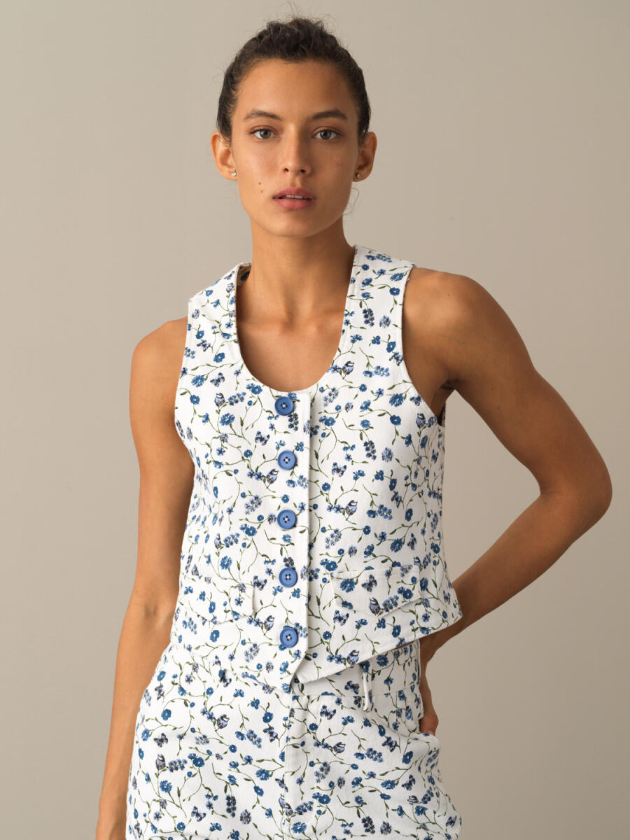 U-Neck Cotton Regular Fit Patterned Vest