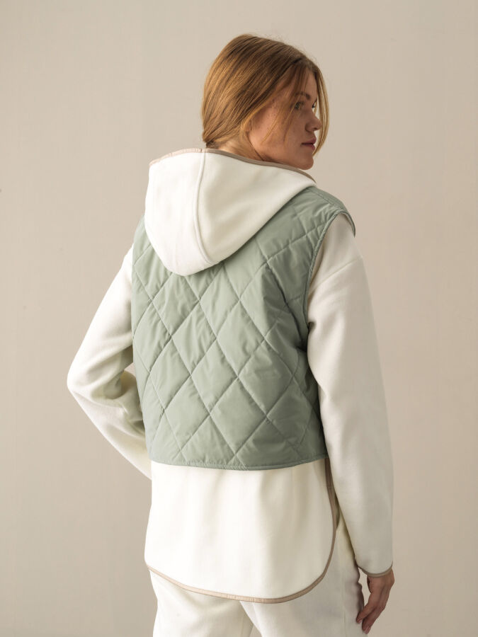 Zip-Up Regular Fit Quilted Vest - Xint