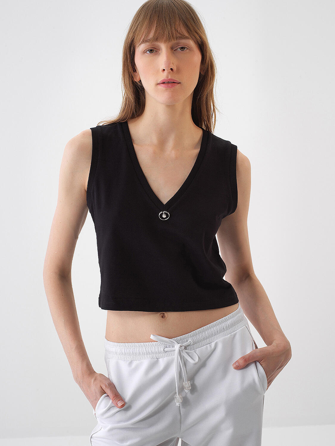 Black Slim Fit Cotton Undershirt - 1
