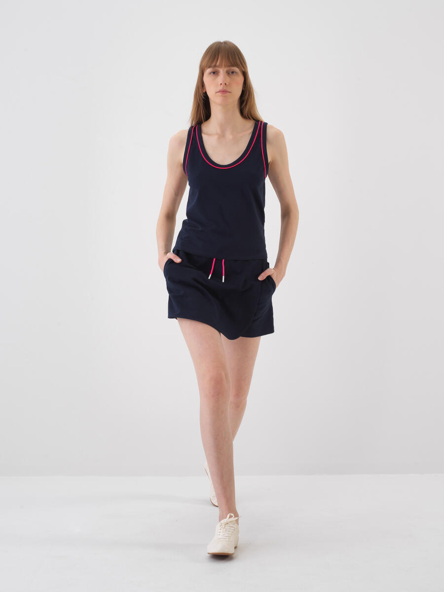 Navy Blue Regular Fit Cotton Undershirt - 2