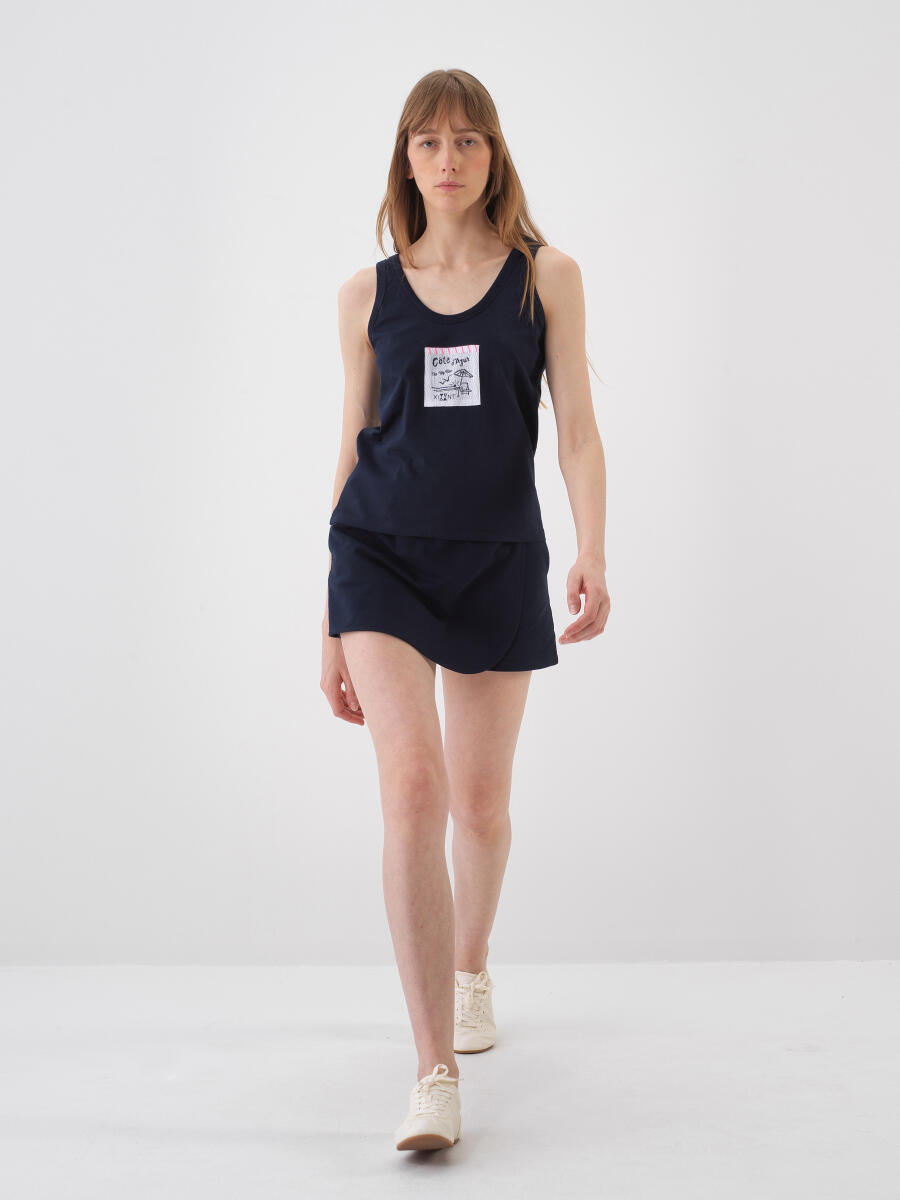 Navy Blue Regular Fit Cotton Undershirt - 2