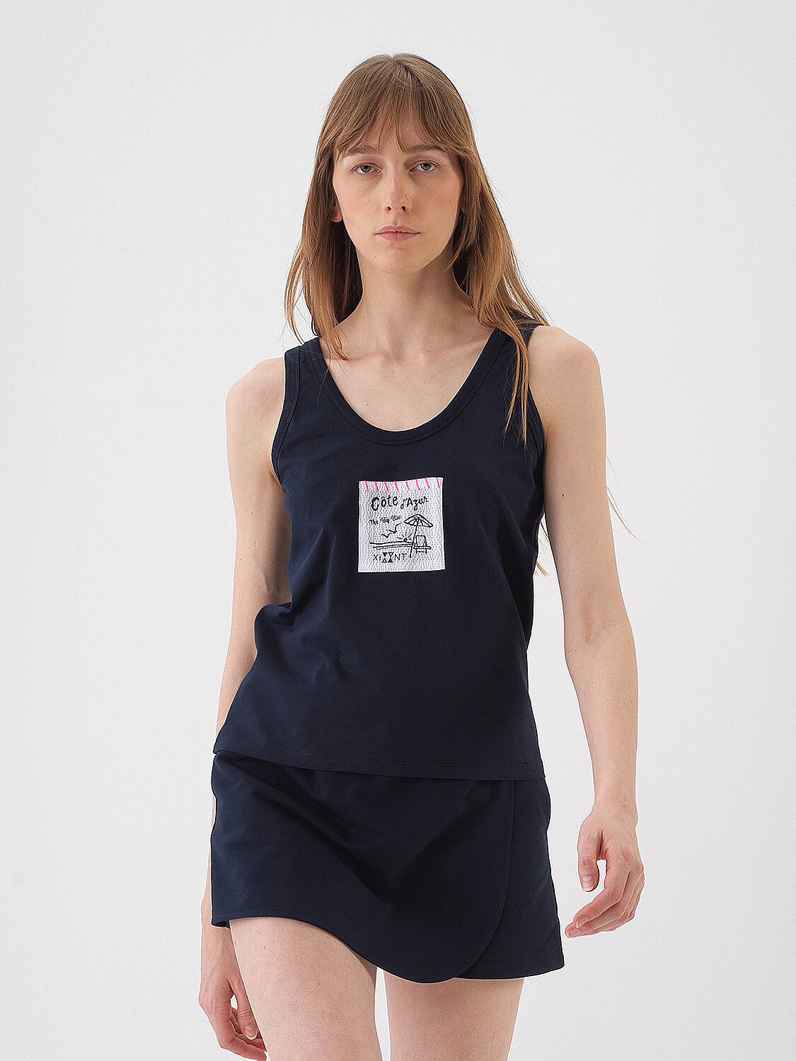 Navy Blue Regular Fit Cotton Undershirt