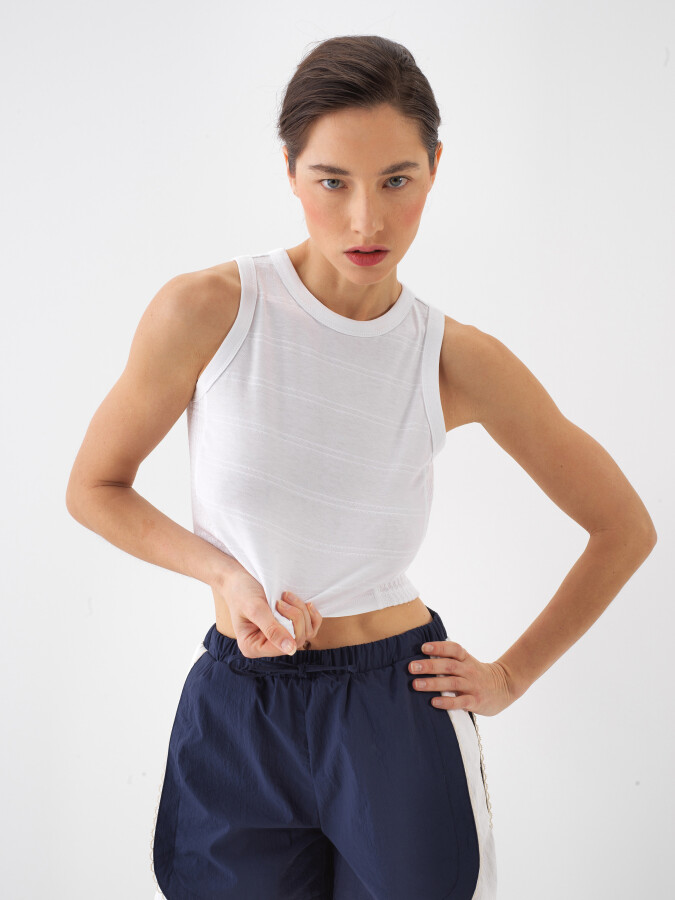 White Slim Fit Cotton Undershirt - 1