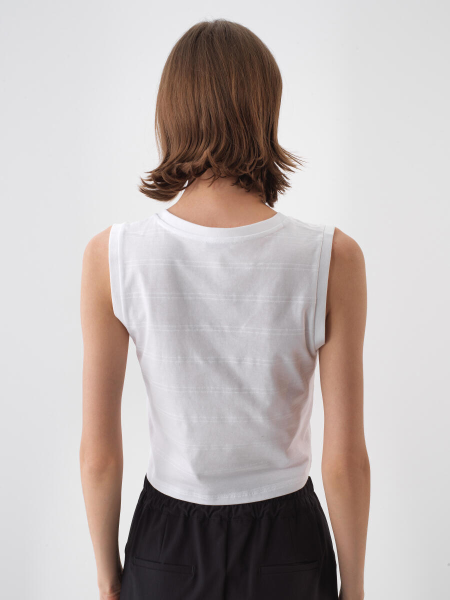 White Slim Fit Cotton Undershirt - 4